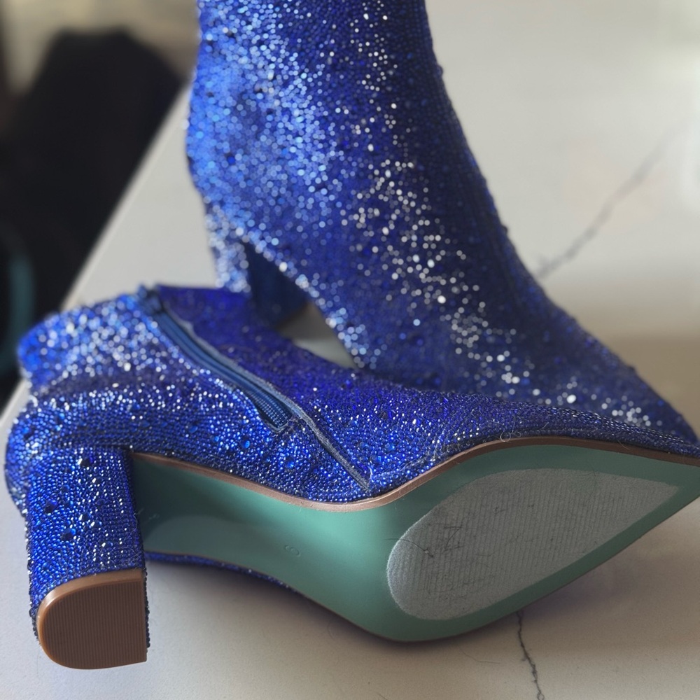 Betsey Johnson Royal Blue Glitter Ankle Booties